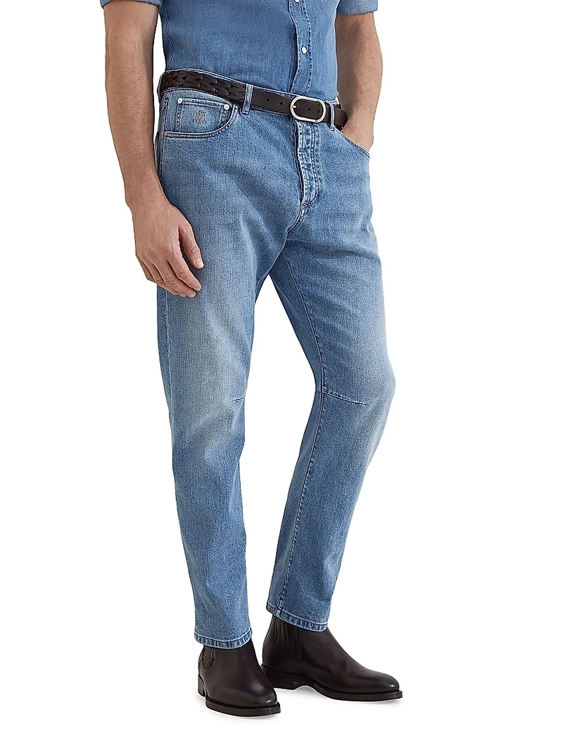 Comfort Cotton Denim Leisure Fit Five Pocket Jeans