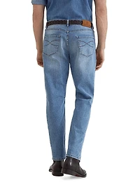 Comfort Cotton Denim Leisure Fit Five Pocket Jeans