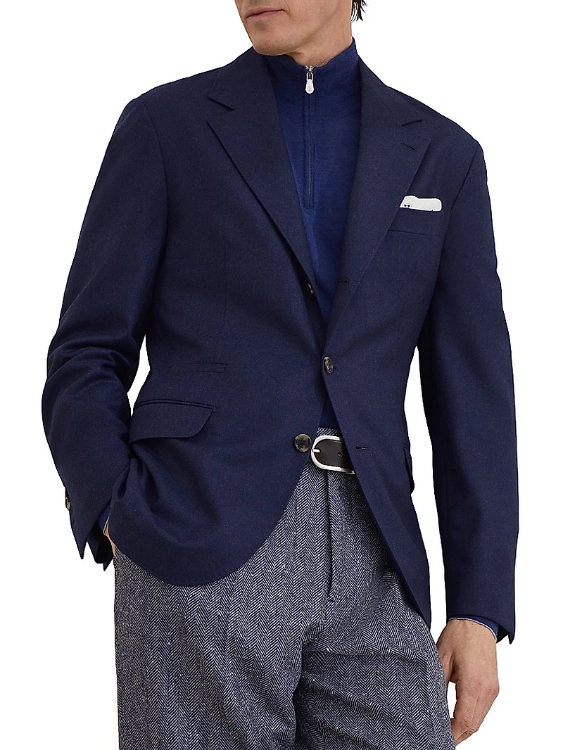Virgin Wool Flannel Deconstructed Blazer