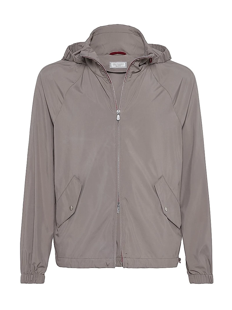 Lightweight Techno Fabric Unlined Hooded Outerwear Jacket