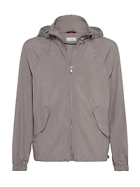 Lightweight Techno Fabric Unlined Hooded Outerwear Jacket