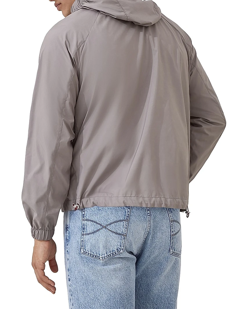 Lightweight Techno Fabric Unlined Hooded Outerwear Jacket