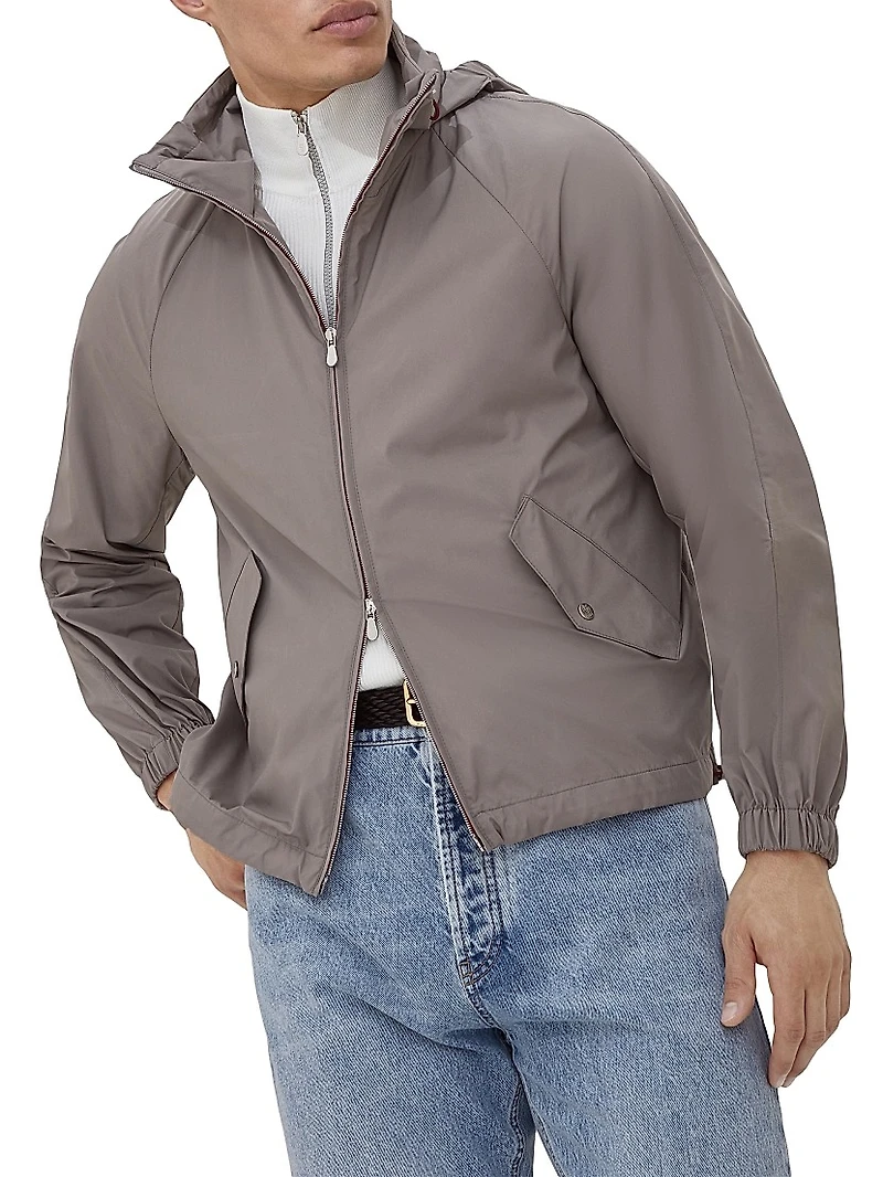 Lightweight Techno Fabric Unlined Hooded Outerwear Jacket