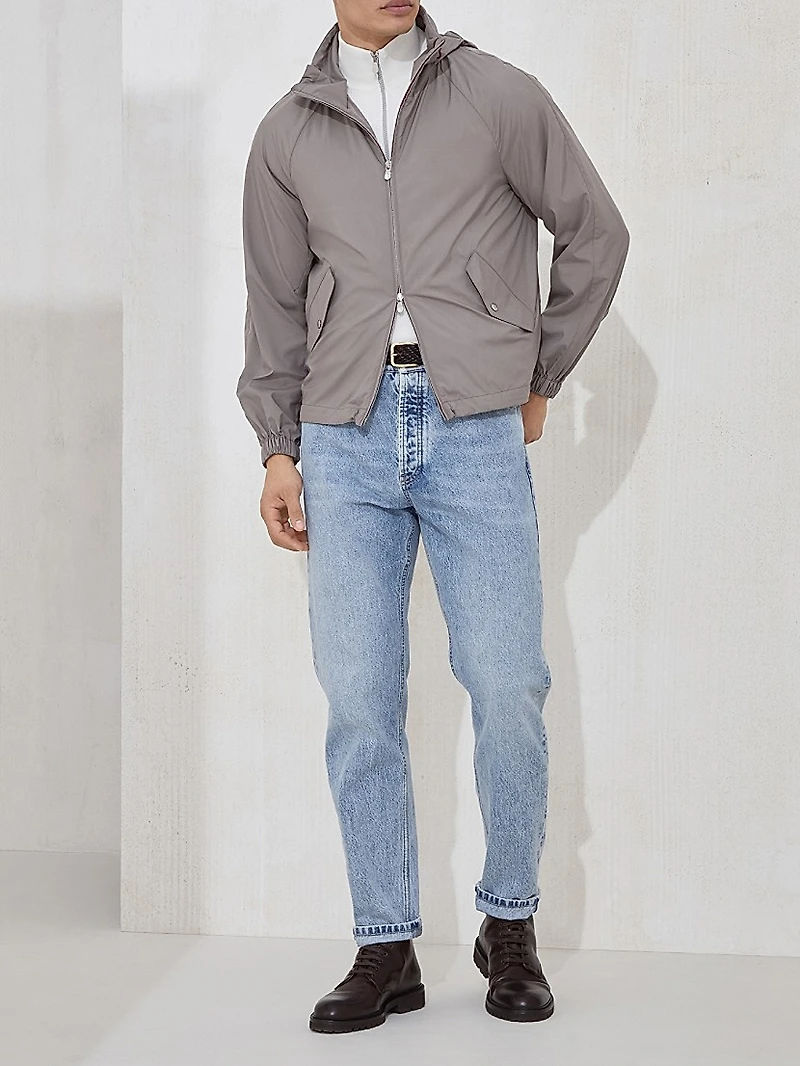 Lightweight Techno Fabric Unlined Hooded Outerwear Jacket