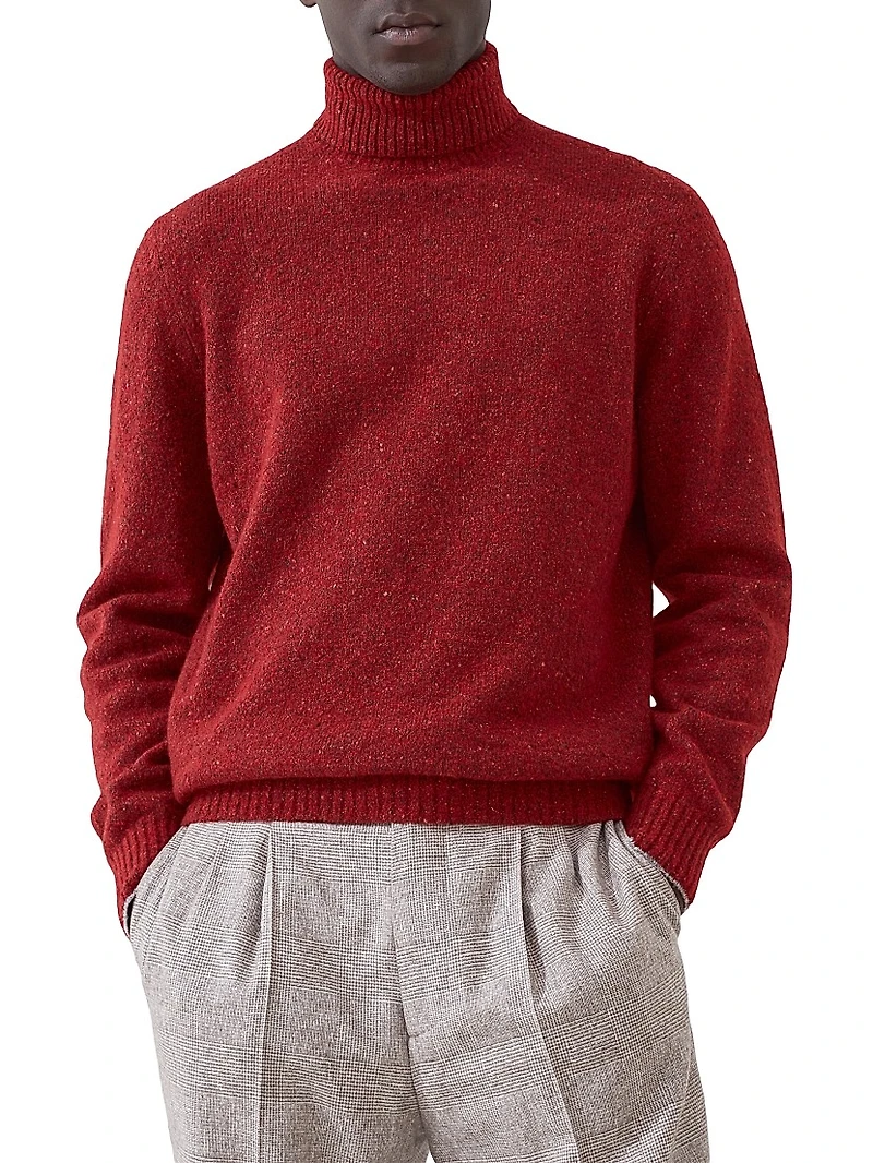 Flecked Alpaca, Wool, Silk and Cotton Turtleneck Sweater