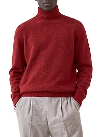 Flecked Alpaca, Wool, Silk and Cotton Turtleneck Sweater
