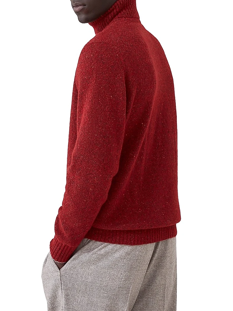 Flecked Alpaca, Wool, Silk and Cotton Turtleneck Sweater