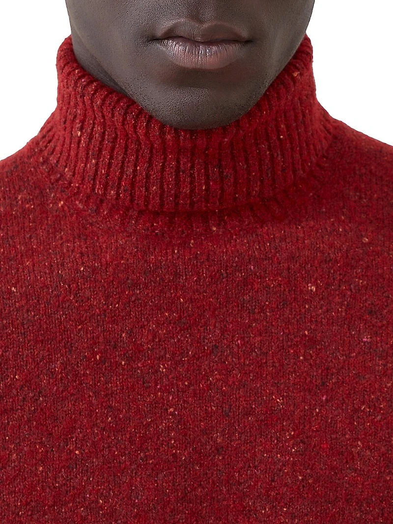 Flecked Alpaca, Wool, Silk and Cotton Turtleneck Sweater