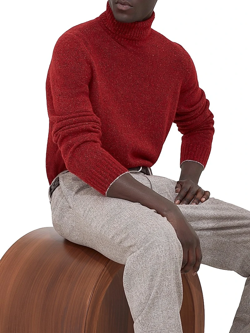 Flecked Alpaca, Wool, Silk and Cotton Turtleneck Sweater