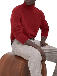 Flecked Alpaca, Wool, Silk and Cotton Turtleneck Sweater