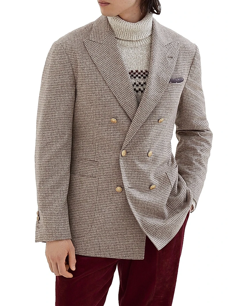 Checked Flannel One and a Half Breasted Deconstructed Blazer