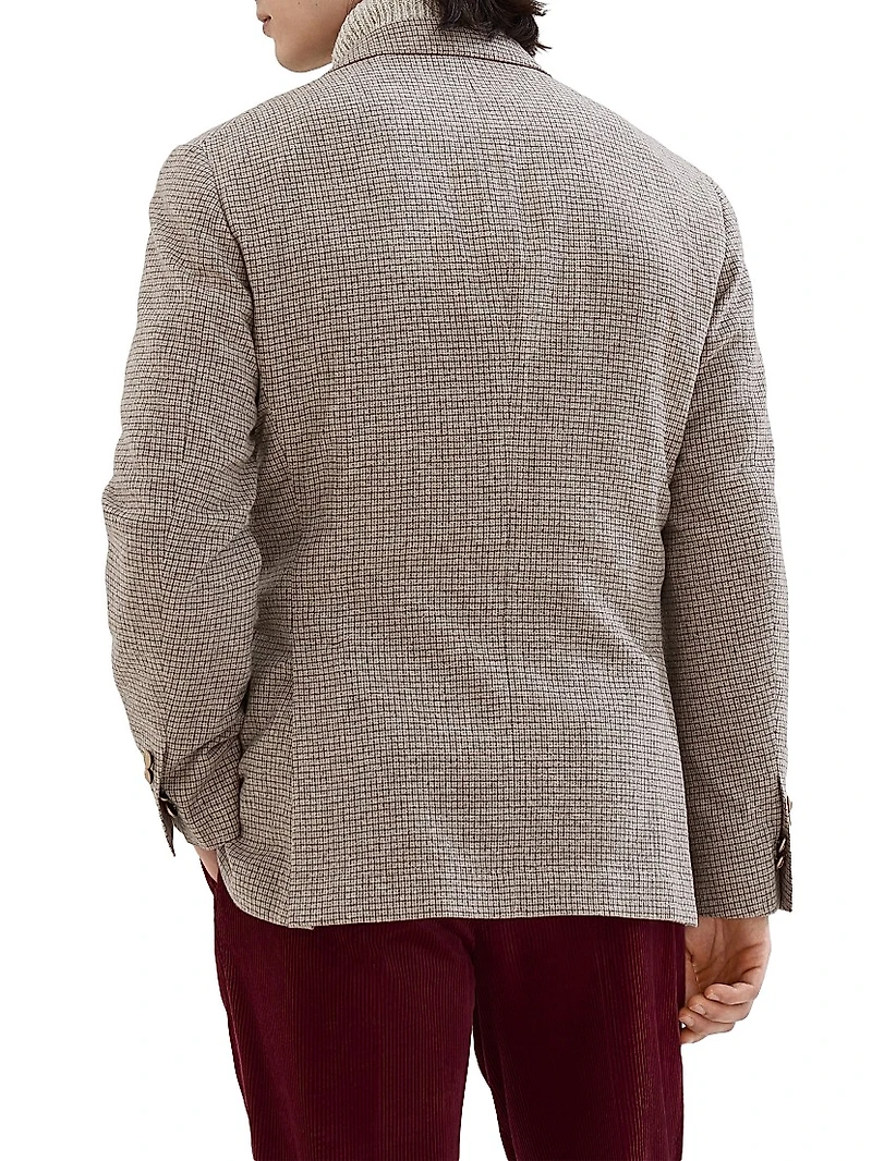 Checked Flannel One and a Half Breasted Deconstructed Blazer