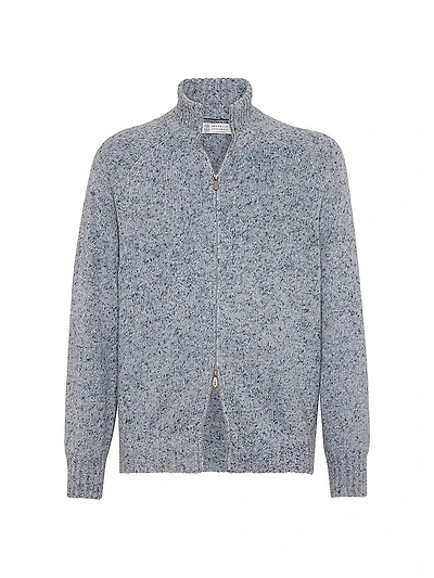 Flecked Cashmere Cardigan with Zipper