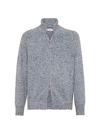 Flecked Cashmere Cardigan with Zipper