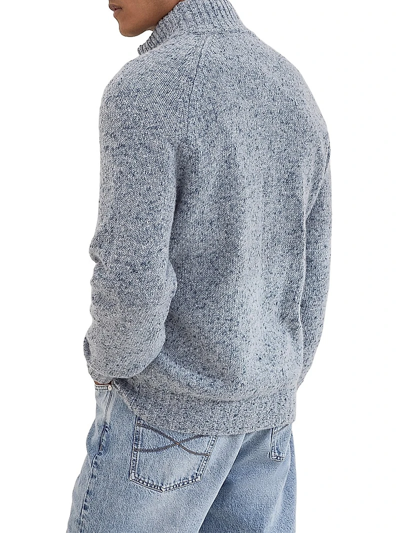 Flecked Cashmere Cardigan with Zipper