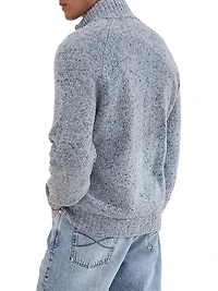 Flecked Cashmere Cardigan with Zipper