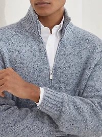 Flecked Cashmere Cardigan with Zipper