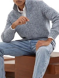 Flecked Cashmere Cardigan with Zipper