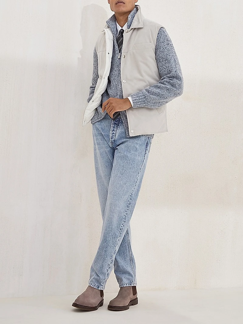 Flecked Cashmere Cardigan with Zipper