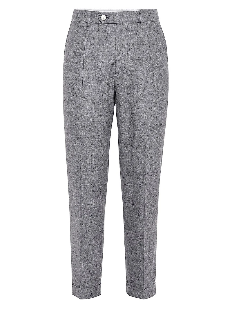 Cashmere and Silk Lightweight Flannel Leisure Fit Trousers