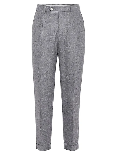 Cashmere and Silk Lightweight Flannel Leisure Fit Trousers