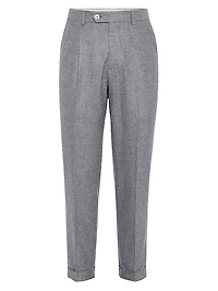 Cashmere and Silk Lightweight Flannel Leisure Fit Trousers
