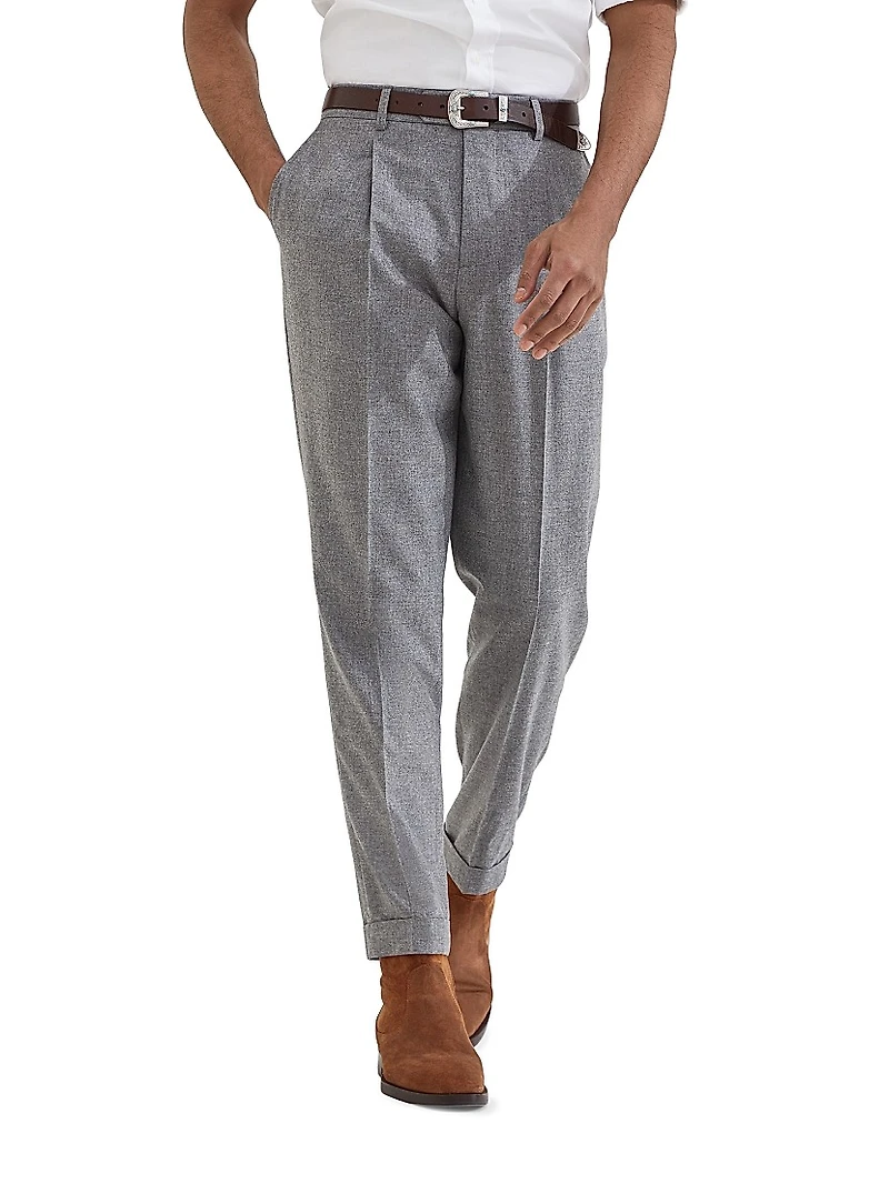 Cashmere and Silk Lightweight Flannel Leisure Fit Trousers