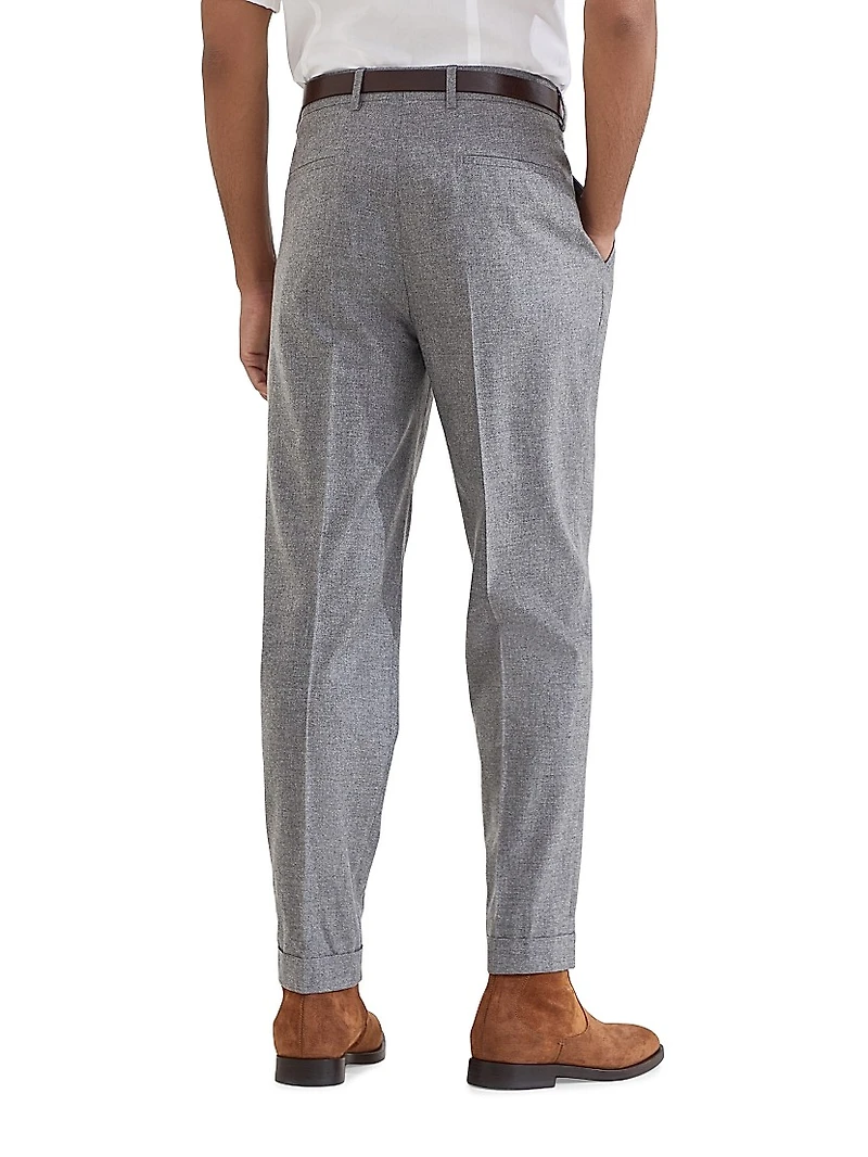 Cashmere and Silk Lightweight Flannel Leisure Fit Trousers