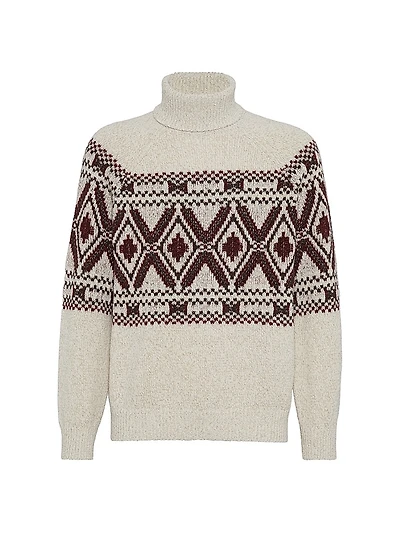 Geometric Jacquard Turtleneck Sweater