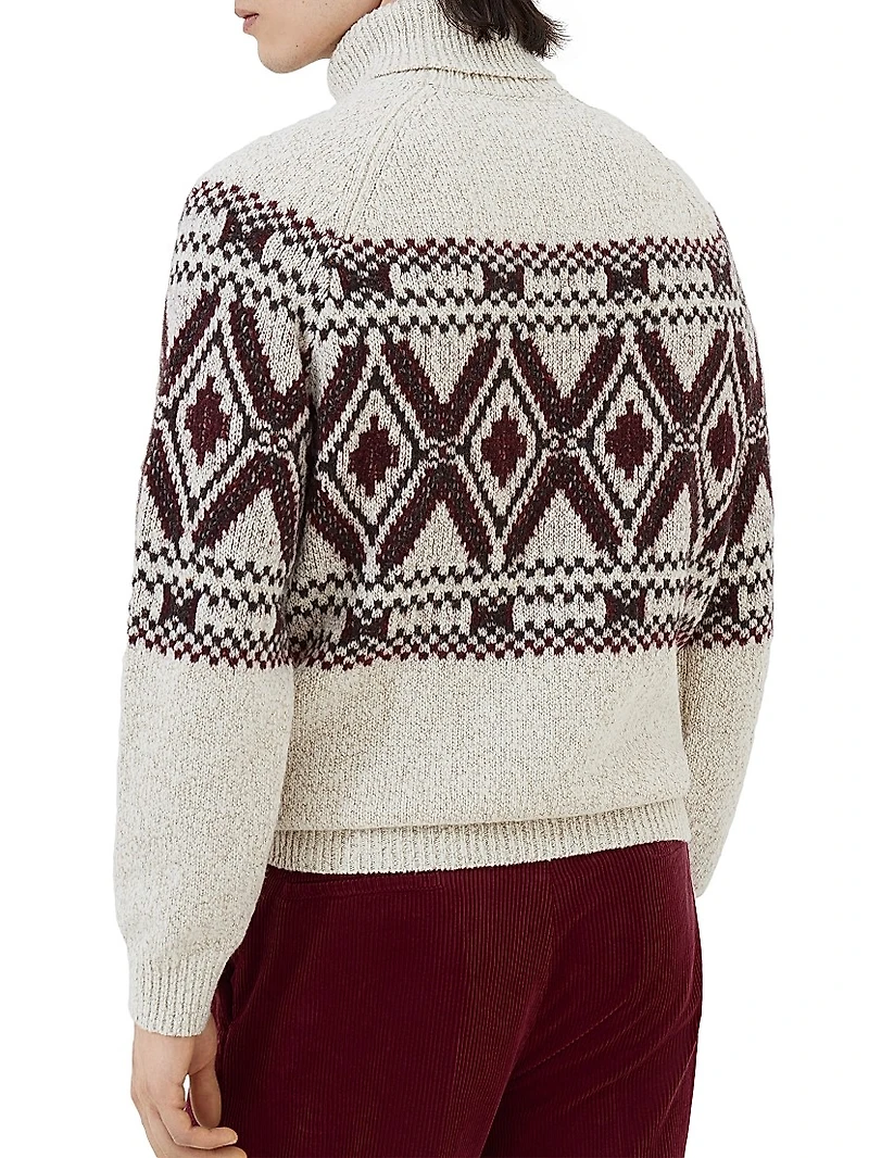 Geometric Jacquard Turtleneck Sweater