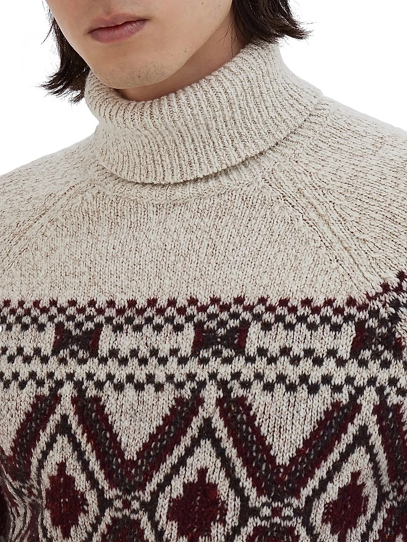 Geometric Jacquard Turtleneck Sweater