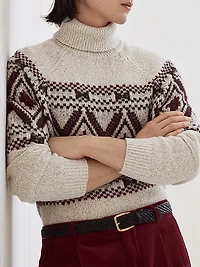 Geometric Jacquard Turtleneck Sweater