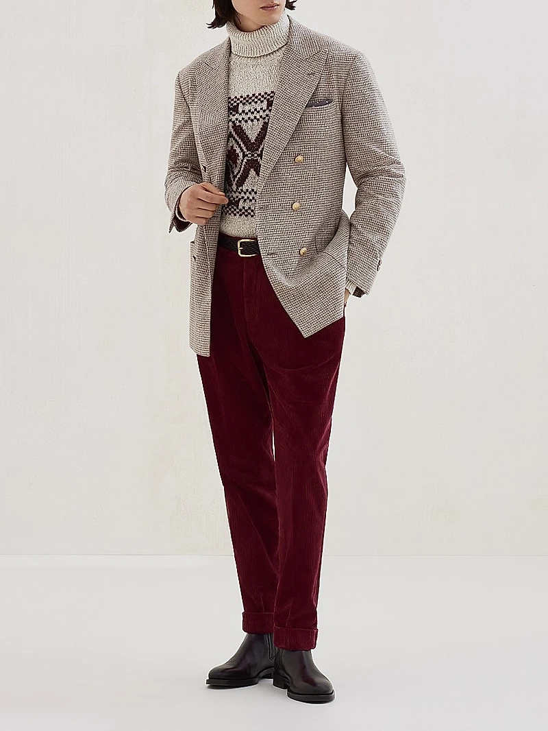 Geometric Jacquard Turtleneck Sweater