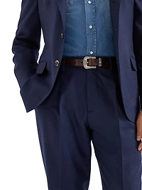 Virgin Wool Flannel Leisure Fit Trousers with Pleats