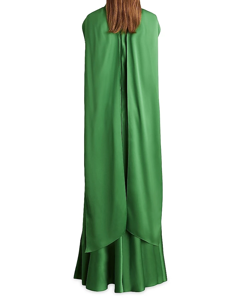 Fae Satin Cape Gown