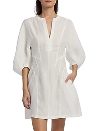 Romi Linen Balloon-Sleeve Dress