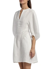 Romi Linen Balloon-Sleeve Dress