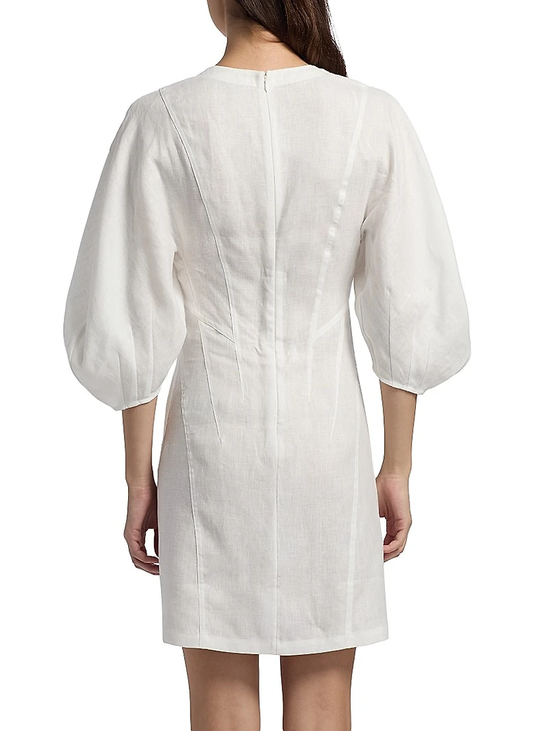 Romi Linen Balloon-Sleeve Dress