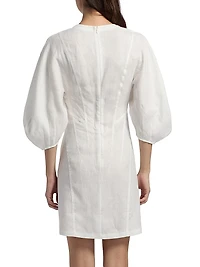 Romi Linen Balloon-Sleeve Dress