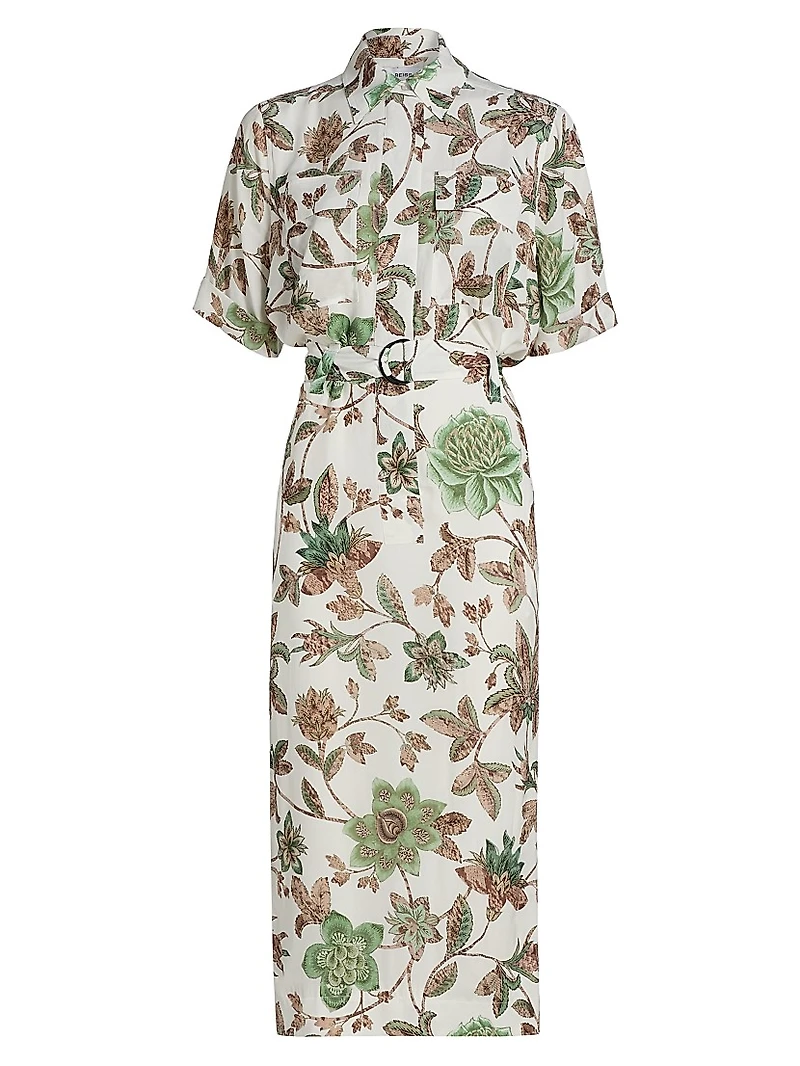Faya Floral Belted Shirtdress