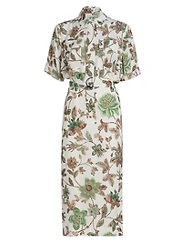 Faya Floral Belted Shirtdress