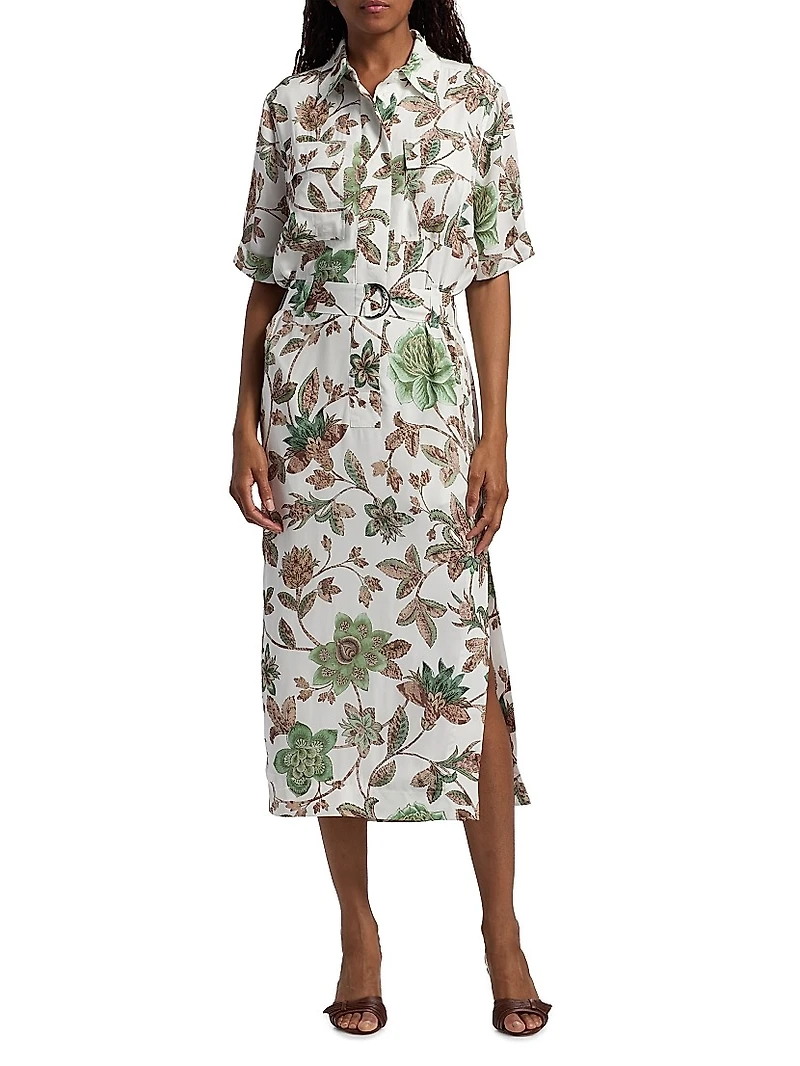 Faya Floral Belted Shirtdress