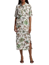 Faya Floral Belted Shirtdress