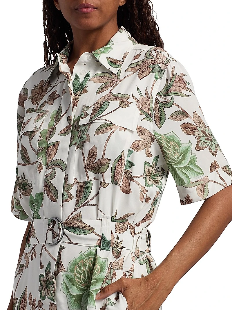 Faya Floral Belted Shirtdress