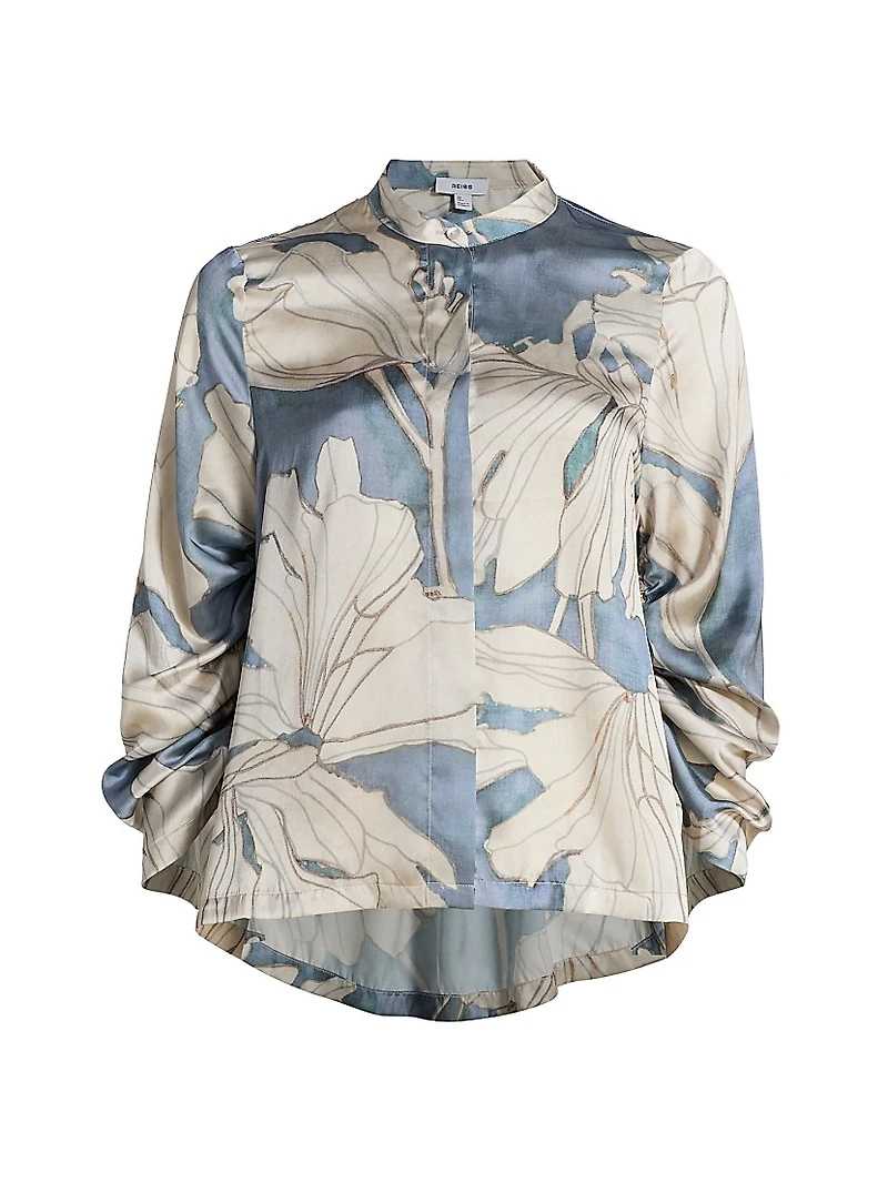 Gigi Floral Satin Button-Front Shirt