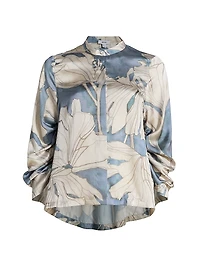 Gigi Floral Satin Button-Front Shirt