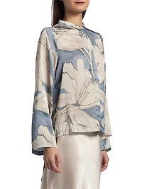 Gigi Floral Satin Button-Front Shirt