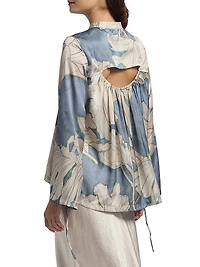 Gigi Floral Satin Button-Front Shirt