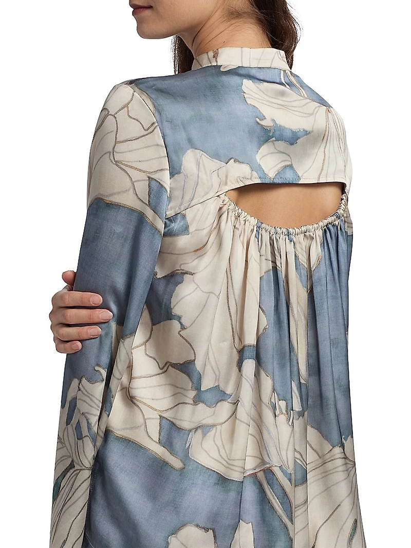 Gigi Floral Satin Button-Front Shirt