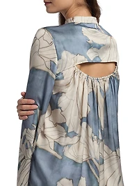 Gigi Floral Satin Button-Front Shirt